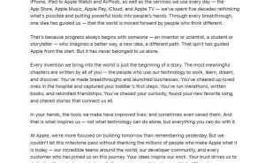 蘋果50周年里程碑：庫(kù)克致公開信，感恩用戶共筑科技傳奇之路