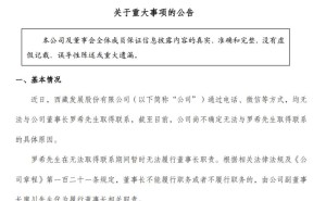 ST西發(fā)董事長羅?！笆?lián)”，公司緊急安排副董事長代職，股價應聲跌停
