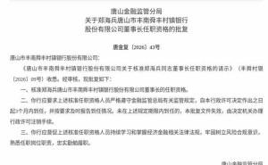 鄭海兵獲核準任豐南舜豐村鎮(zhèn)銀行董事長，3個月內(nèi)到任履職