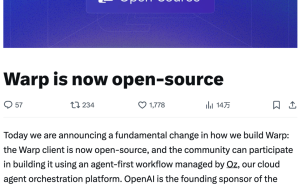 Warp開源新篇：AI Agent浪潮下，攜手開發者共筑代理式開發新未來